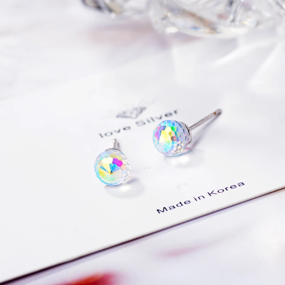 Серьги гвоздики женские из серебра 925 пробы с кристаллами Swarovski|Серьги-гвоздики| |
