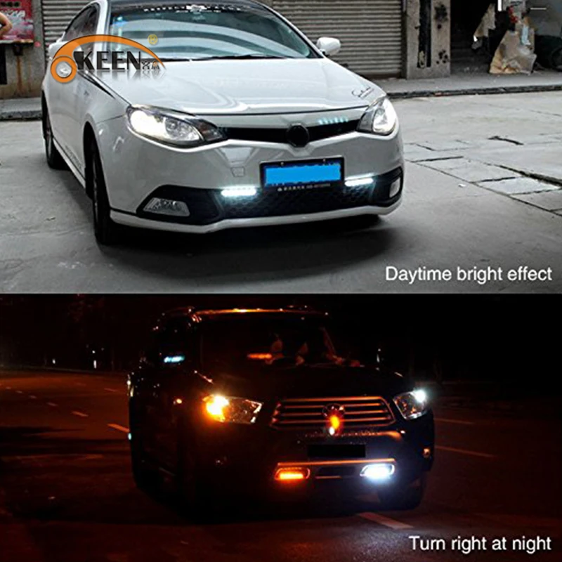 2 шт последовательных плавных Автомобильный светодиодный drl Дневной светильник DRL+ желтый указатель поворота светильник супер белый DRL Противотуманные фары автомобиля 12V