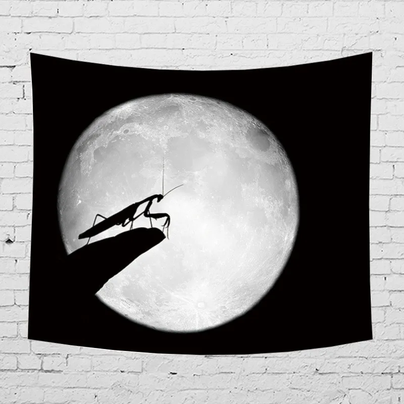 Черный Nigth Moon с животным принтом гобелен покрывало гобелен Настенное подвесное богемное украшение скатерть пляжный коврик 150*200 см