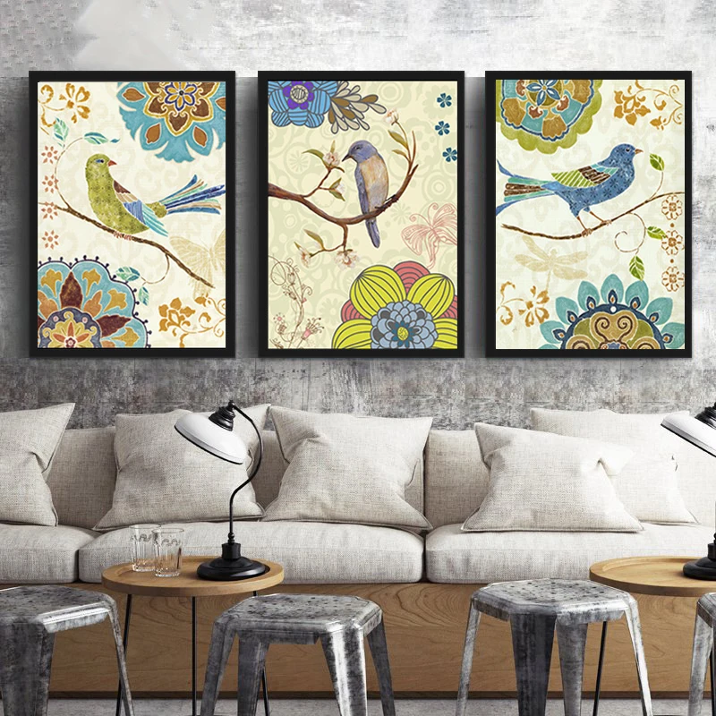 HAOCHU American Country Decorative Paintings Living Room Sofas Modern Hanging Drawings Bedside Walls Painted Flowers and Birds | Дом и сад
