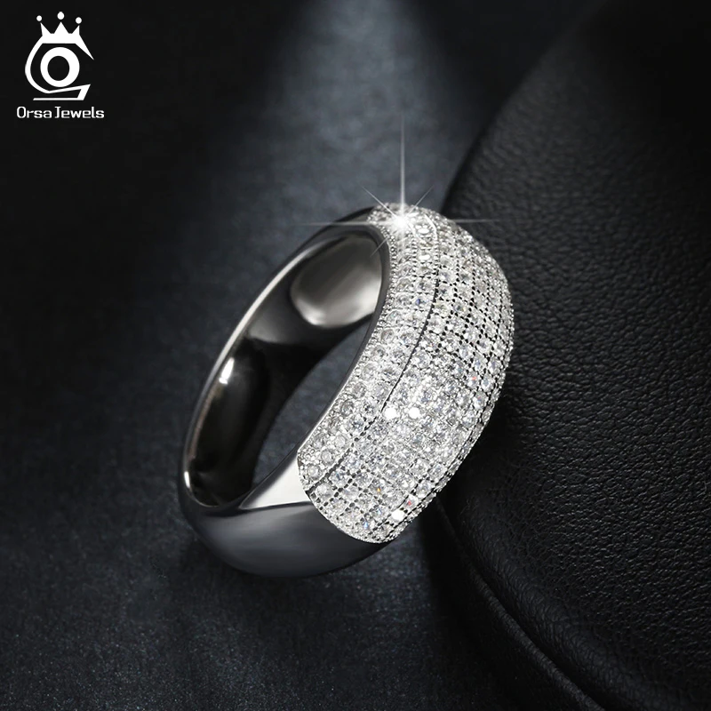 ORSA JEWELS обручальное кольцо серебряного цвета, обручальное кольцо с фианитами, покрытое 168 шт., роскошные ювелирные изделия с австрийским кристаллом AAA для женщин OR122