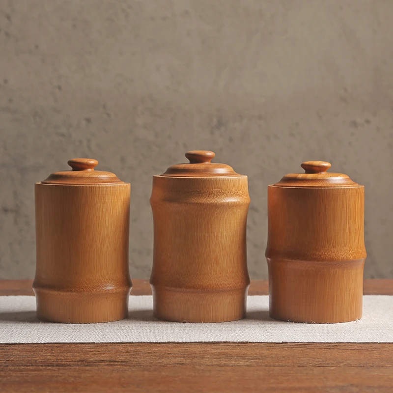 2018 новая герметичная банка Бамбуковая для чая бутылки специй Круглая Коробка