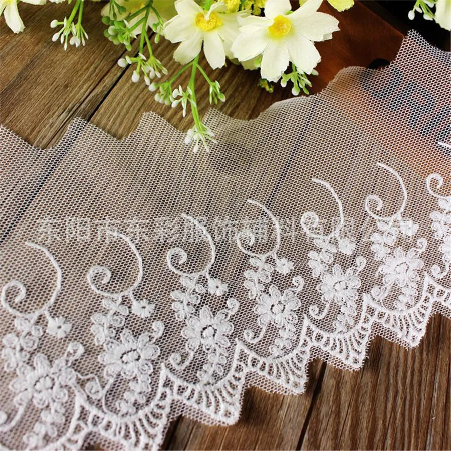 

15yard* 10.5 cm Embroidery Lace Ribbon White Organza Lace DIY Sewing Handmade Crafts Wedding Decor Fashion Skirt Accessories
