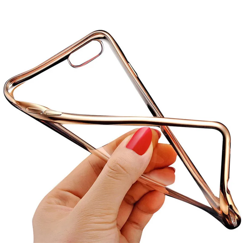For iphone XS Rose Gold Soft Silicone on MAX Plating Transparent On XR 8Plus 6S 7 Case Fundas Capa |