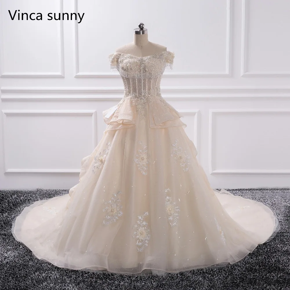 

Роскошные свадебные платья Robe De Mariee 2021, кружевное бальное платье с вырезом лодочкой, свадебные платья