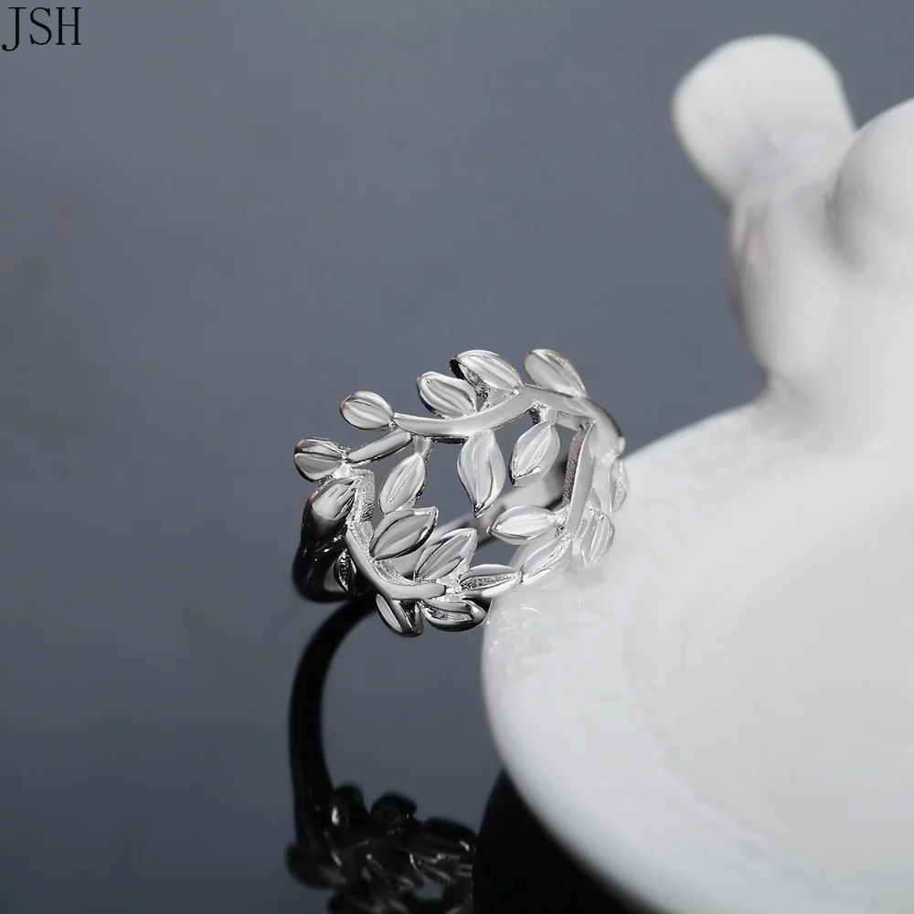 Женское свадебное кольцо Retre flower стильное серебряное в форме листа ювелирное