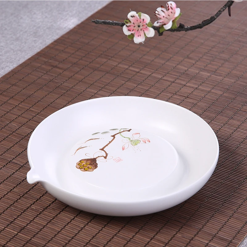 Zen грубая керамика ручная роспись лотоса чайник держатель Trivets чайный поднос