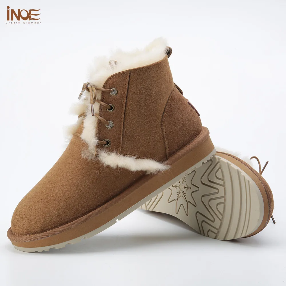Новые модные женские зимние ботинки из натуральной овчины на меху Повседневная