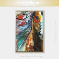 artist hand painted high quality animal indian horse oil painting on canvas indian war horse oil painting for wall decoration