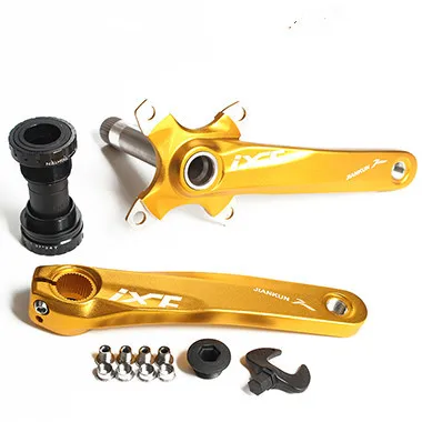 CRANK with BB gold CNC Untralight велосипедный шатун MTB шатун для дорожного велосипеда набор с осью алюминиевый сплав Кривошип для BCD104 велосипед Dh Кривошип группа - Цвет: CRANK with BB gold