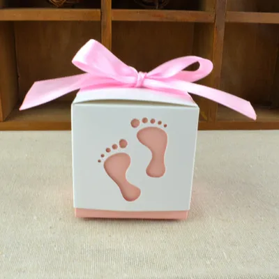 Baby Shower Foot конфетная коробка с лазерным вырезом для детского душа Подарочная