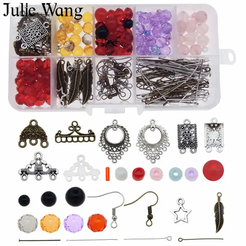 Julie Wang 1 коробка каменные бусины крючок для ушей Колечки женское богемное