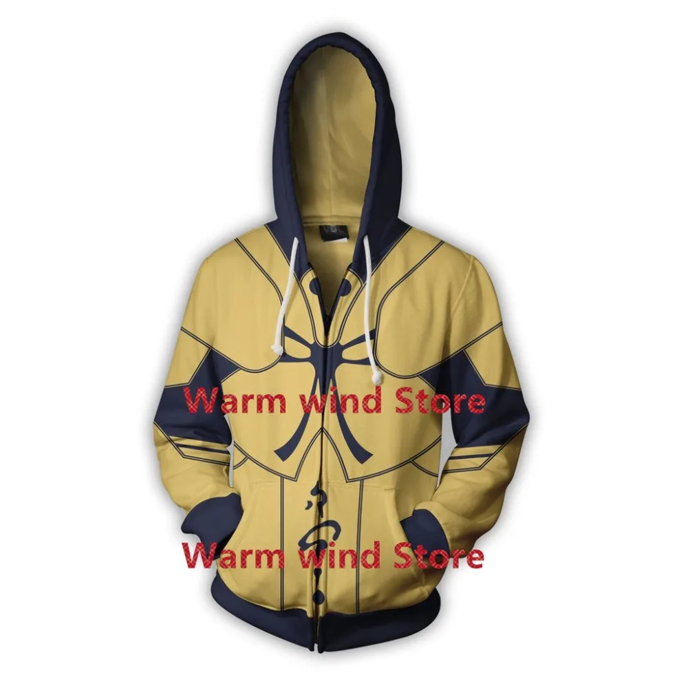 Fate Stay Night Archer cosplay Gilgamesh костюм Lancer 3D печать толстовки на молнии свитер с капюшоном