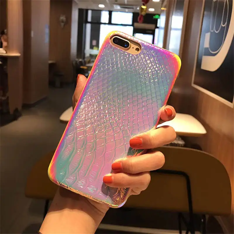 Цветной лазерный узор под крокодиловую кожу для Iphone 66S 78 78Plus X/Xs Xr Xsmax оболочка