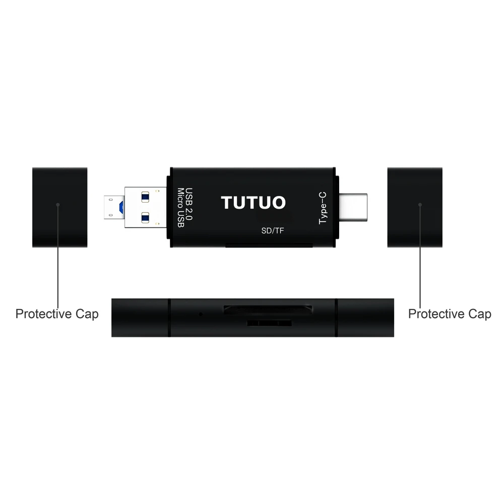TUTUO V16 5 в 1 USB C A и Micro конвертер OTG адаптер из алюминиевого сплава SD/TF кардридер для