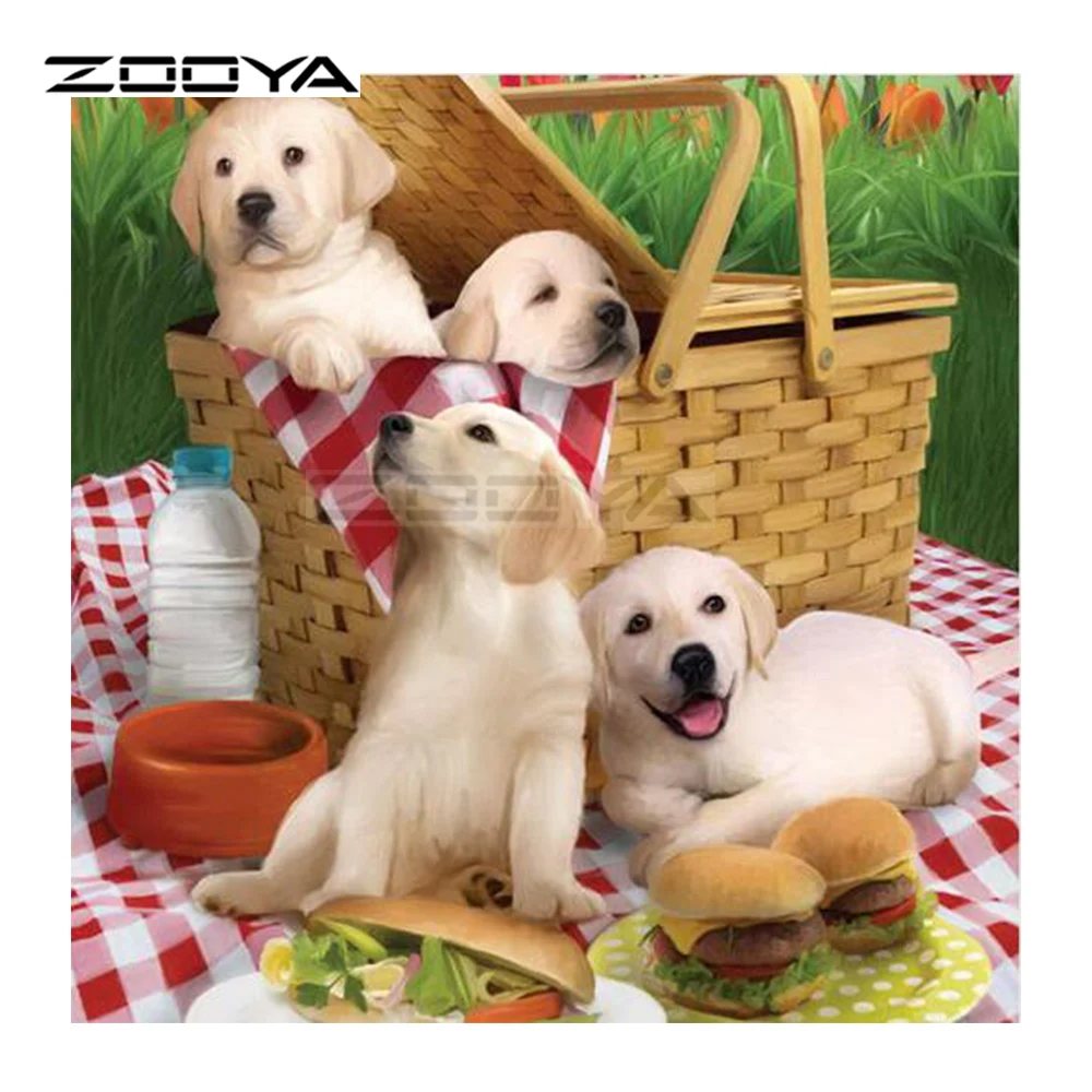 ZOOYA 5D &quotсделай сам&quot семейная картина для пикника в корзине из страз вышивка