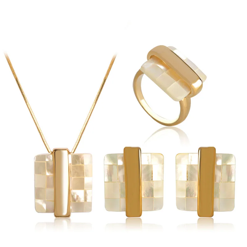 Модное ожерелье в виде ракушки серьги кольца ювелирные наборы квадратная
