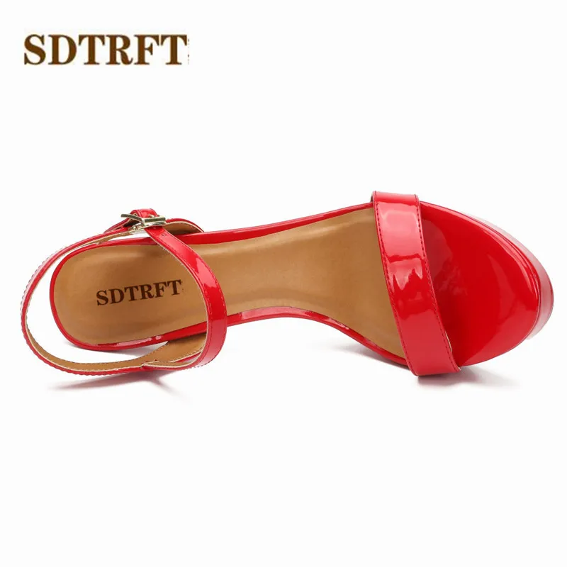 

SDTRFT US14 15 16 17 18 19 Women Crossdress Sandals Summer Elegant 14cm thin High Heels Narrow Band Shoes Peep Toe Buckle pumps