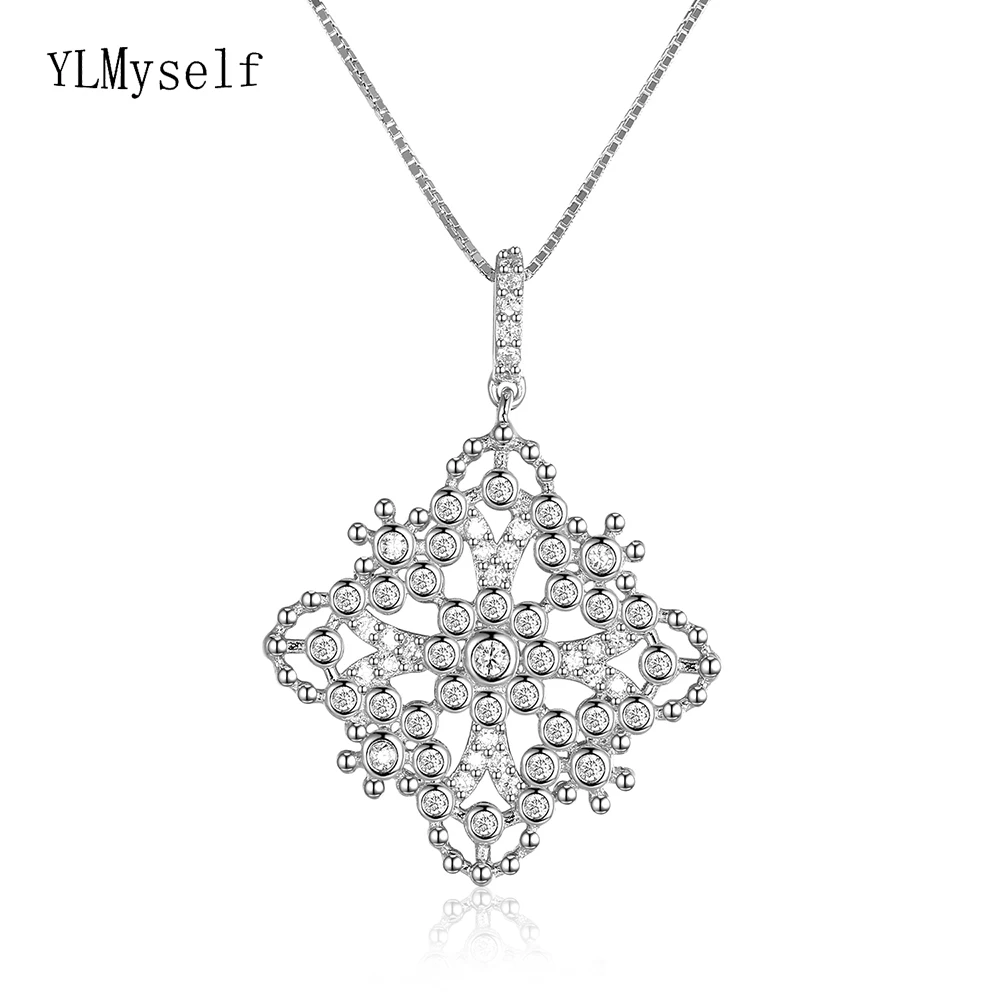 

Wonderful Silver suspension high quality pendant crystal necklace jewelry nice 925 sterling silver beautiful square pendants