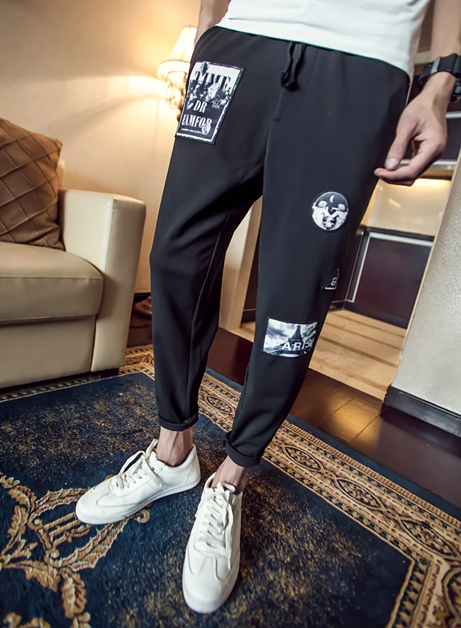 

2018 Big yards nine minutes of pants adolescent personality ICONS cultivate one's morality show thin casual pants M-5XL
