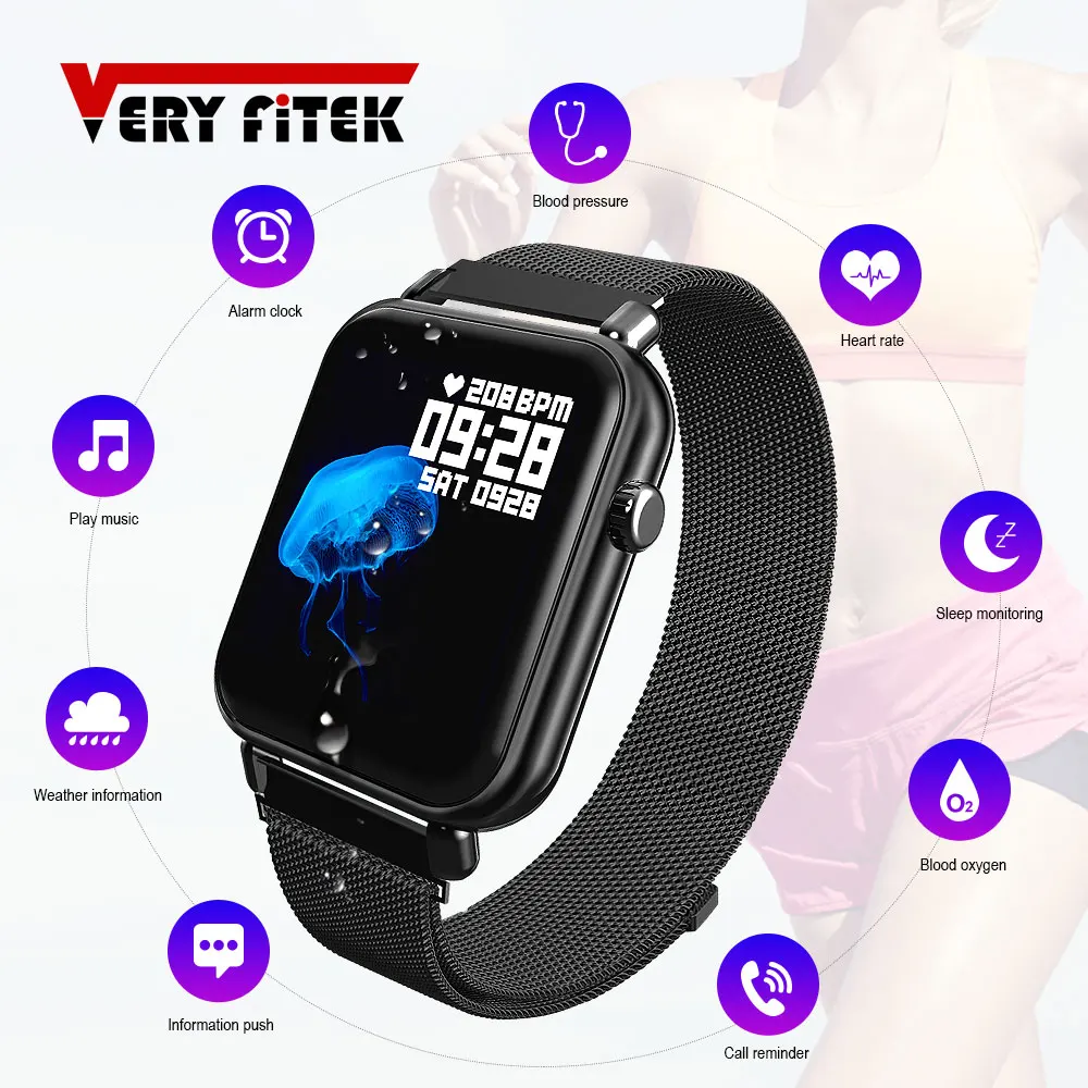 Смарт часы VERYFiTEK для мужчин и женщин фитнес браслет с функцией измерения