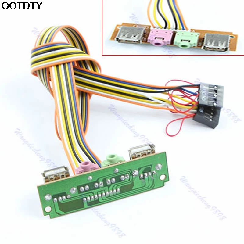 1 шт. новый ПК чехол для компьютера Передняя панель USB аудио порт микрофон кабель
