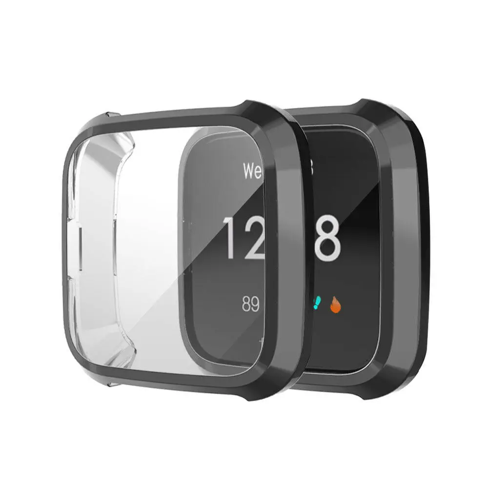 Черный Замена для Fitbit Versa Lite Watch ТПУ полный экран протектор Защитная рамка чехол - Цвет: Черный