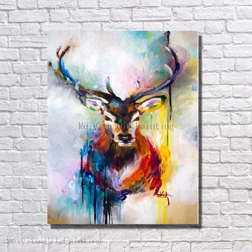 

Free Shipping High Quality Handmade Abstract Modern Deer Oil Painting on Canvas Wall Pictures Home Decoration no Framed