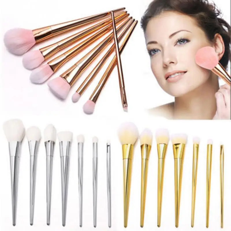 2018 Новый 7 шт. Косметическая Кисти Набор Пудра Тени для век кисть губ инструмент