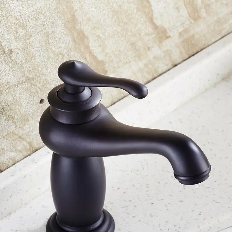 Латунный Смеситель для раковины в ванную комнату черный кран с одной ручкой