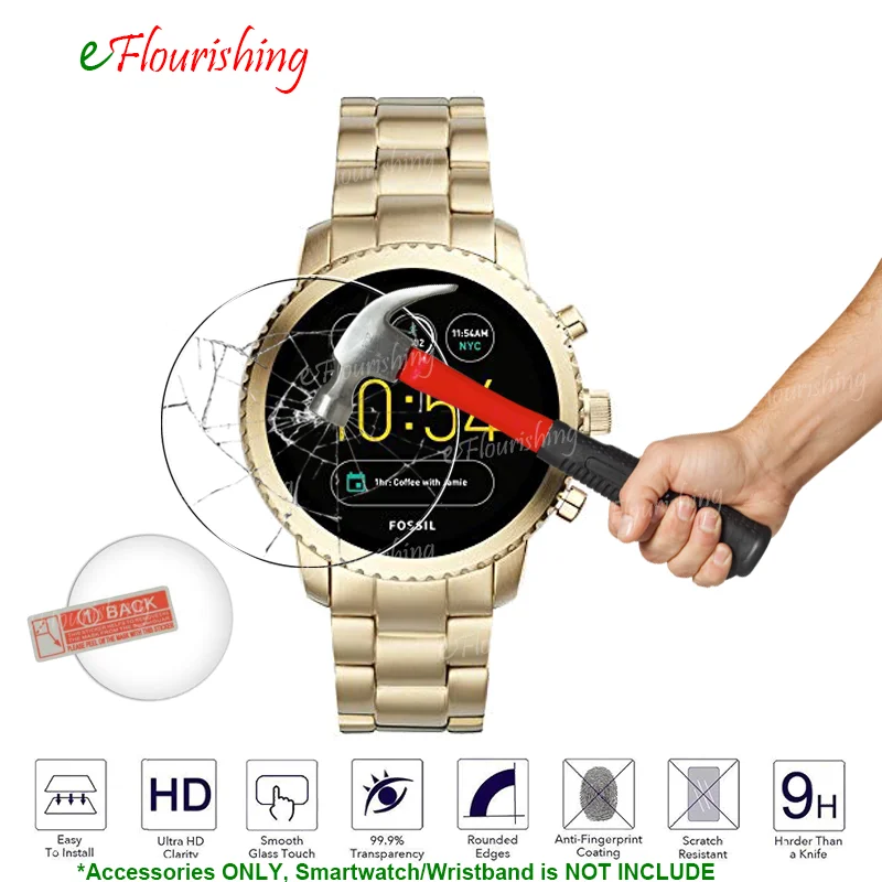 Для нержавеющая сталь Smartwatch Fossil Q Explorist Gen 3 прозрачное закаленное стекло экран