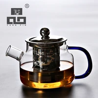 tangpin heat resistant glass teapot with infuser kettle for flower tea pot glass tea set