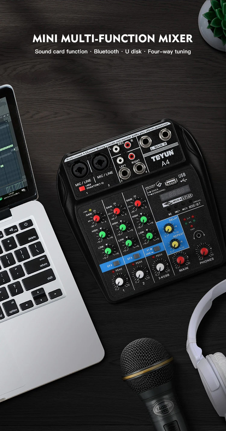 FELYBY mixer professional home USB Bluetooth small with reverberation belt amplifier stage performance live mixer