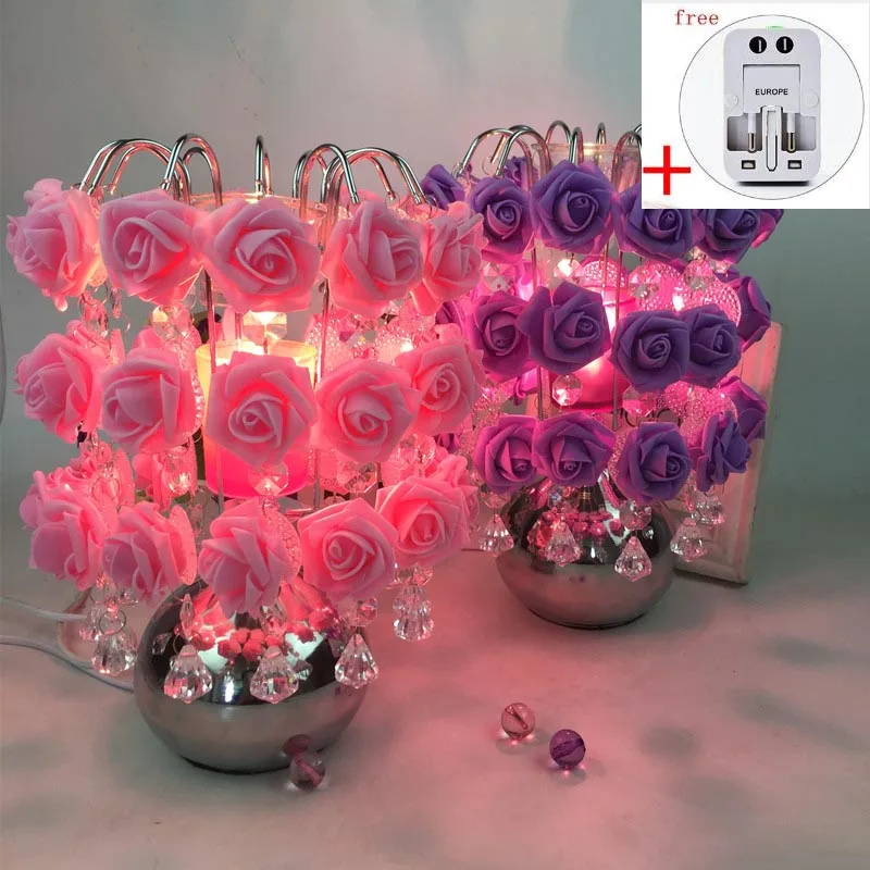 

220V Creative Metal Alloy Electric Plug PE Rose Aroma Lamp Home Modern Decoration Essential Oil Night Light for Wedding Gifts