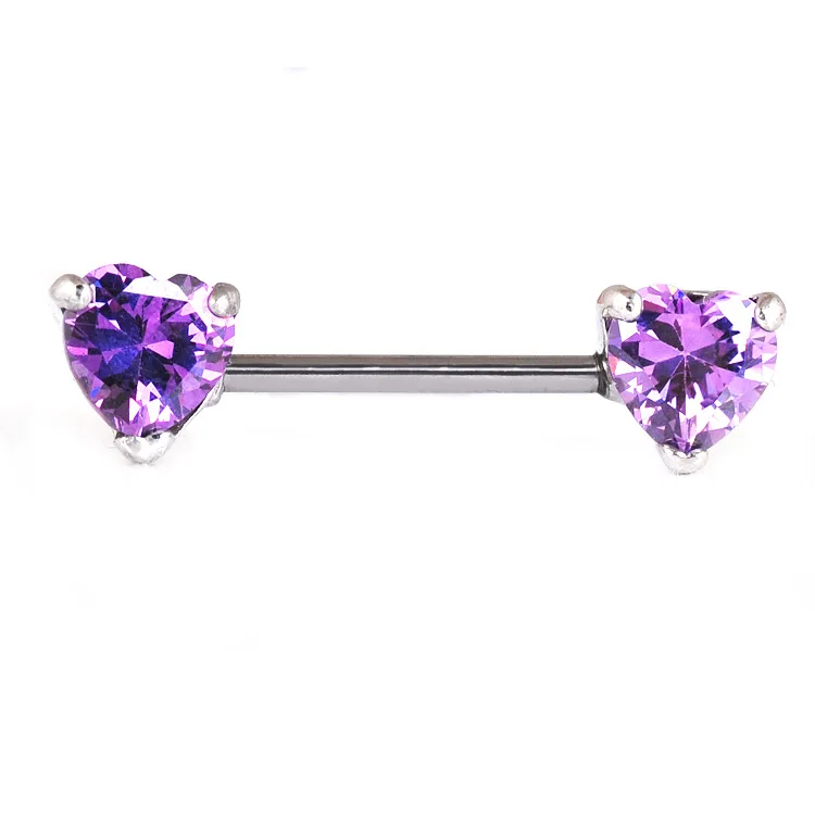 Silver Purple 1 пара новых прозрачных циркониевых колец для пирсинга, пирсинга для пирсинга, пирсинга для женщин - Окраска металла: Silver Purple