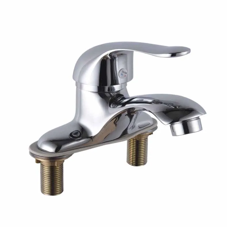 

Copper plated basin single handle double hole hot and cold faucet bathroom accessories