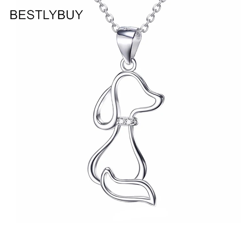 

BESTLYBUY, Настоящее серебро 925 пробы, собака, щенок, милый питомец, подвеска, ожерелье с кубическим цирконием, Стерлинговое Серебро, ювелирное из...