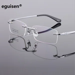 Ширина-145 чистые титановые очки без оправы с большим лицом, деловые мужские очки для близорукости, оправа для очков, 8931 oculos de grau