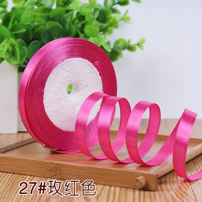 27 rose red Grosgrain Satin Ribbon for Wedding Christmas Party Decorations DIY Bow Craft Ribbons Card Gifts Wrapping Supplies 25Yards/Roll - Цвет: 27 rose red