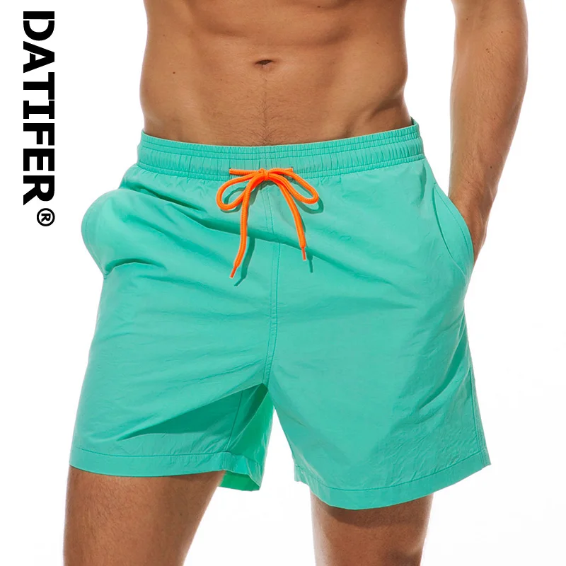 DATIFER, мужские пляжные шорты для плавания, сёрфинга, Maillot De Bain, спортивные мужские пляжные шорты, бермуды, одежда для плавания - Цвет: Aqua