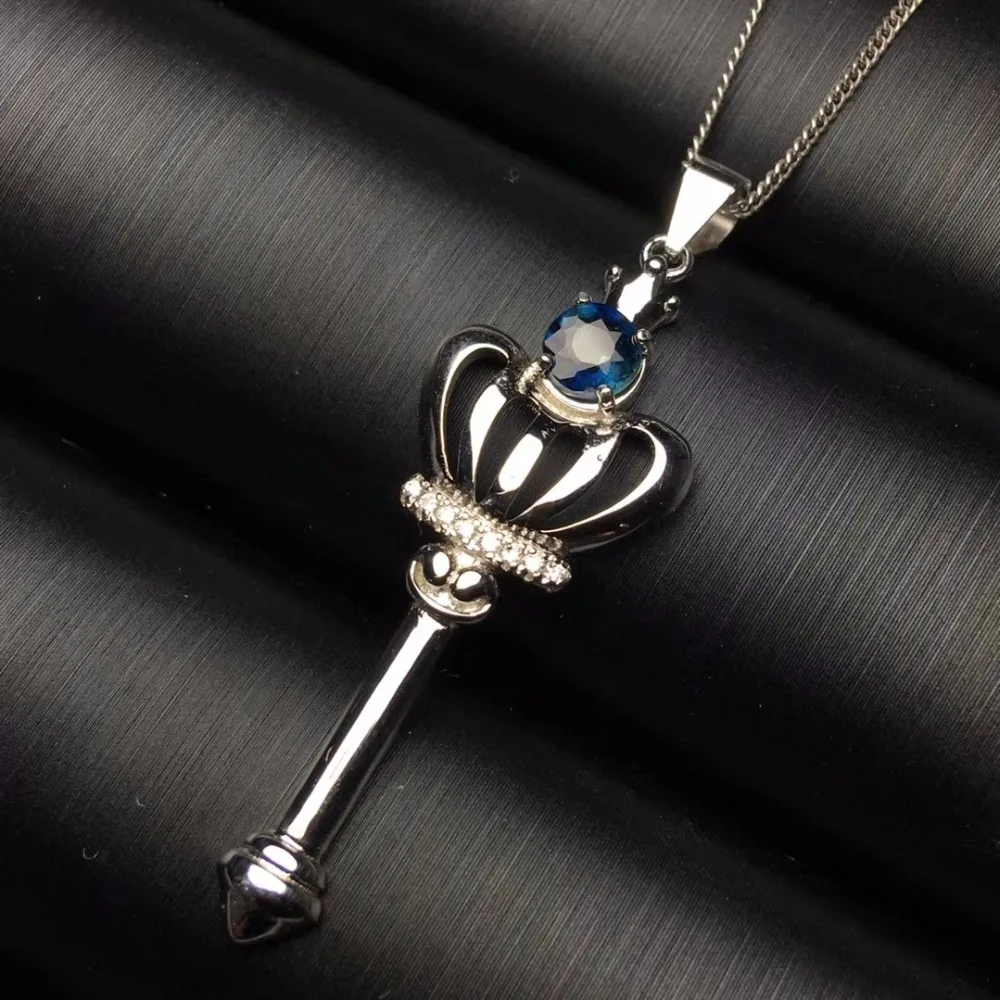Cross style natural  sapphire necklace, multi color, 925 silver high-end color treasure.