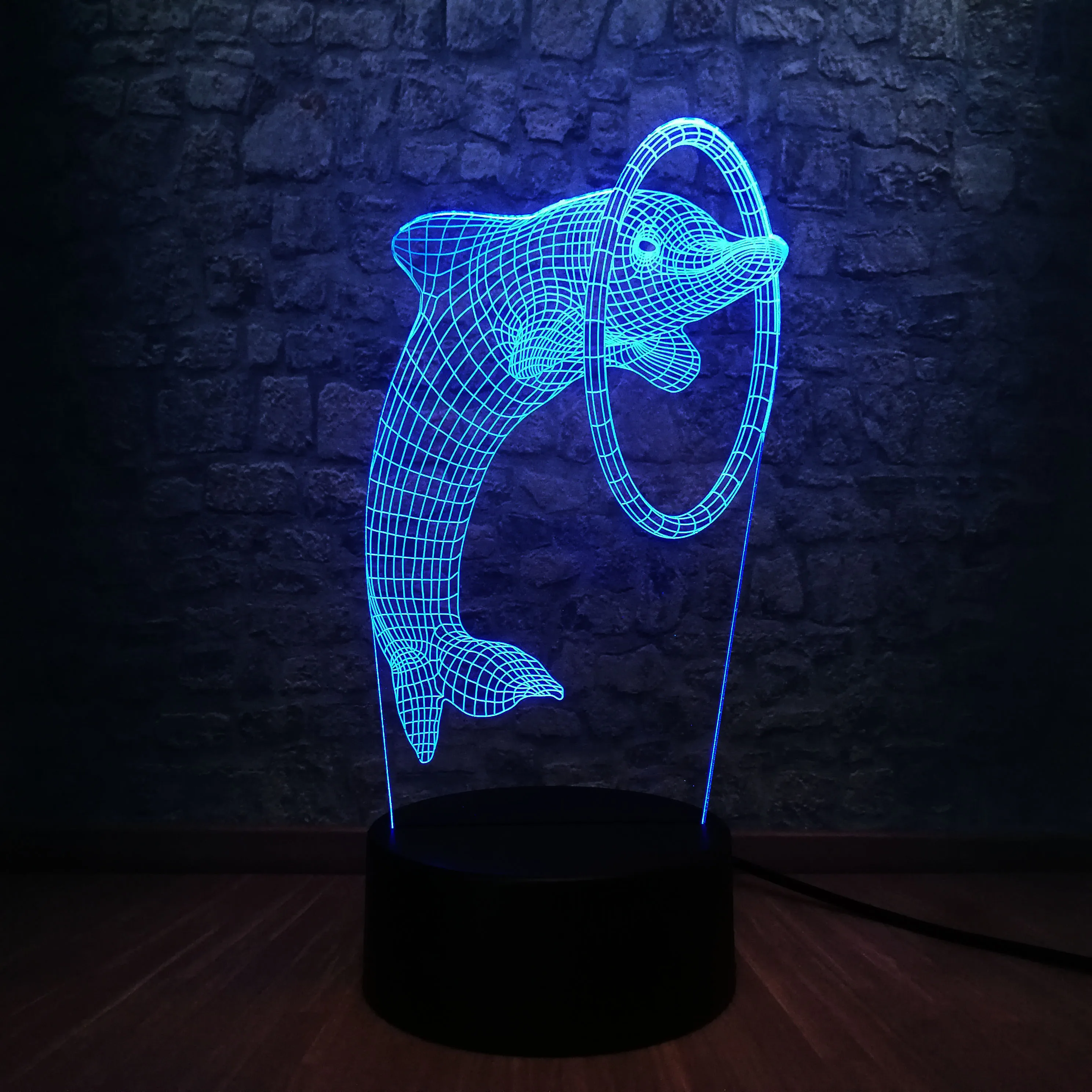 Активный животный 3D светодиодный USB лампа милый Дельфин прыжки Акула