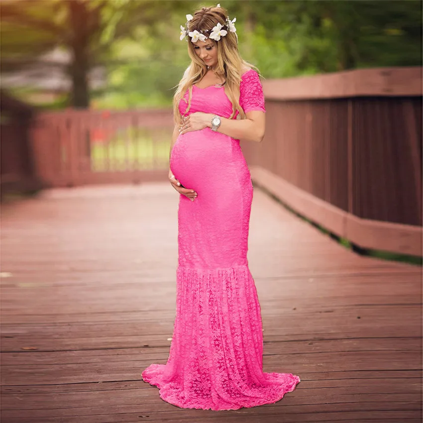 2019 Women Pregnants Sexy Photography Props Off Shoulders Lace Long Maternity Dresses for Photo Shoot Pregnancy Clothes | Мать и ребенок