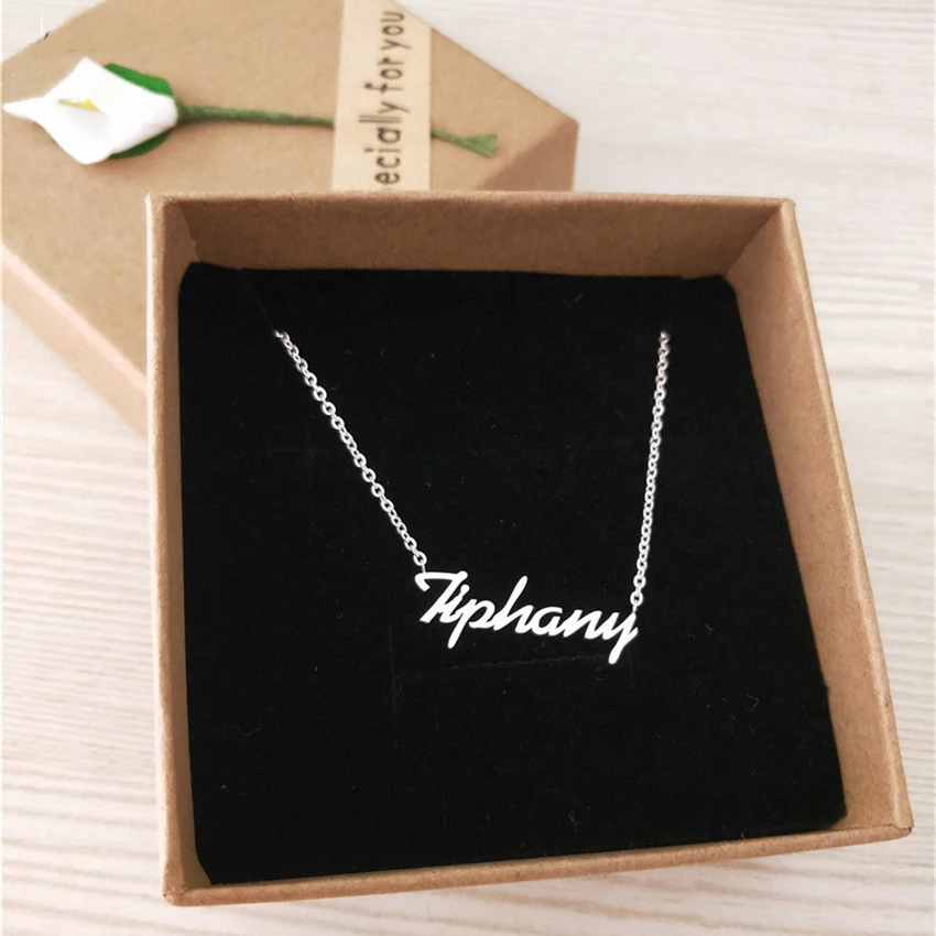 Handmade Custom Script Name Pendant Necklace Personalized Nameplate Letters Christmas Gift Jewelry For Children 3 Color | Украшения и