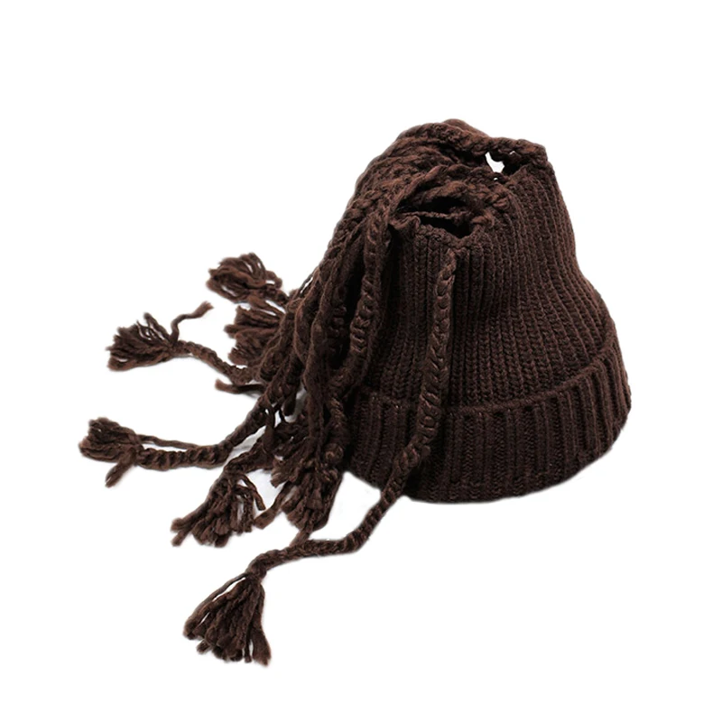 Новые Вязаные Skullies и шапочки с длинная коса Для мужчин женщин Зима