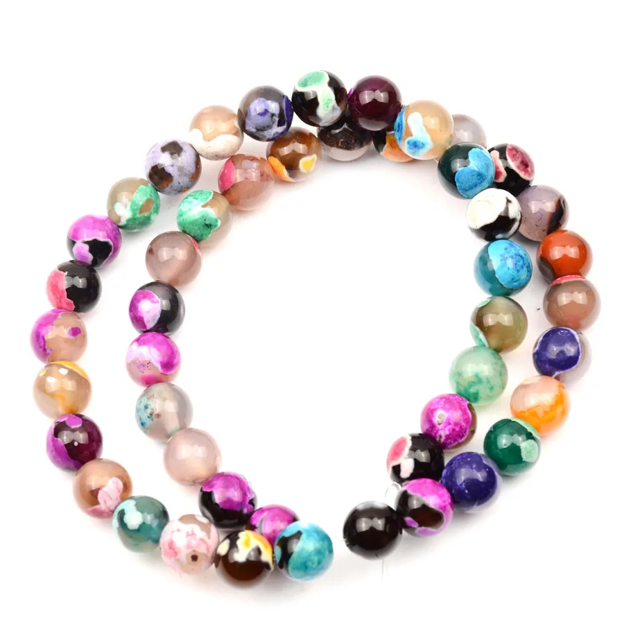 Бусы из камня Агата в полоску круглые бусины россыпью с отверстием для