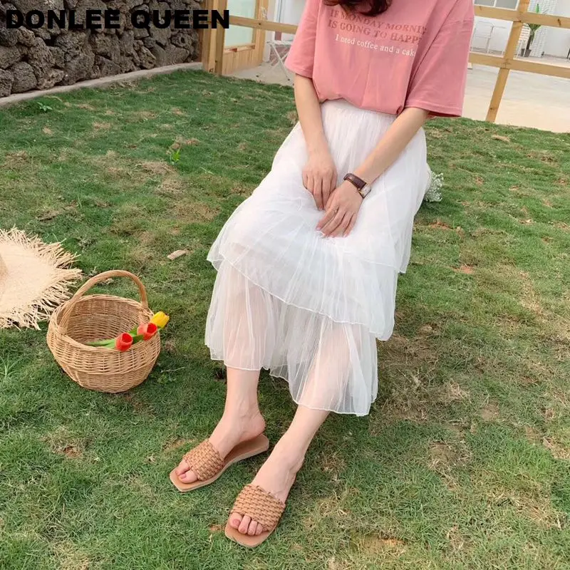 DONLEE QUEEN/женские шлепанцы; женские сабо на платформе; сезон лето; женские резиновые шлепанцы с открытыми пальцами; тканая обувь на плоской подошве; сандалии без застежки