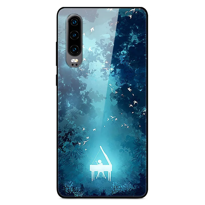 33 Чехол H для huawei P30, жесткий стеклянный чехол для телефона huawei P30 Pro P30Pro, Мягкий бампер, закаленное P 30, пространство для Huawe P30 - Цвет: 33