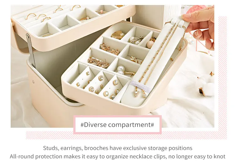 Casegrace большая автоматическая шкатулка с замком Изысканная трехслойная кожаная шкатулка для хранения сережек портативная модная подарочная коробка