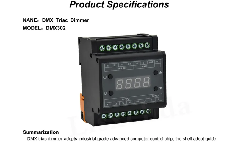 DMX302 Высокое напряжение DMX triac светодиодный регулятор яркости контроллер AC90V-240V 50 Гц/60 Гц Выход 3 канала 1A/CH для светодиодной панели света